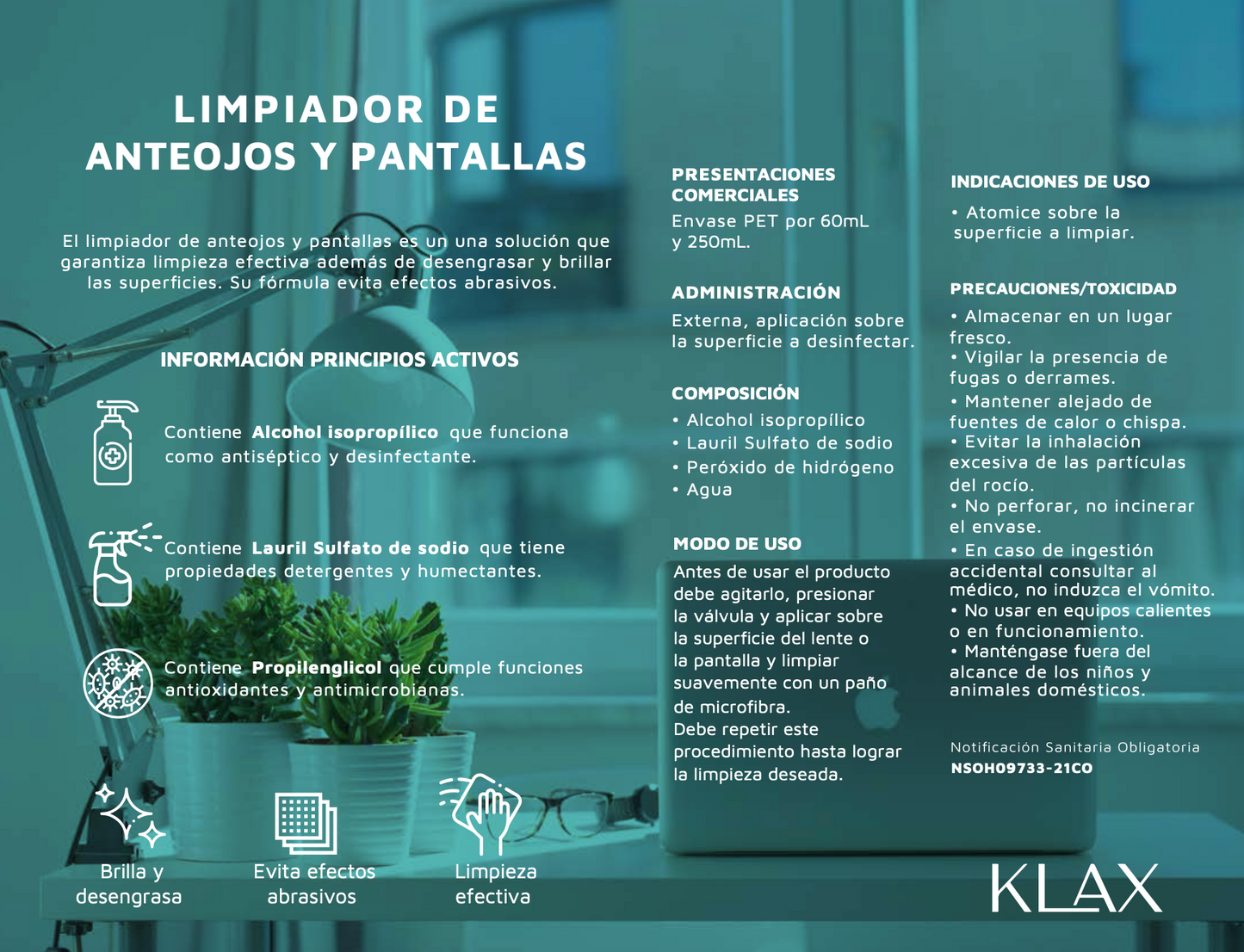 LIMPIADOR DE ANTEOJOS Y PANTALLAS 250ml